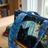 Handmade bag | Black cat and books