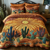 Sunrise over cacti | 3-piece quilted bedding set